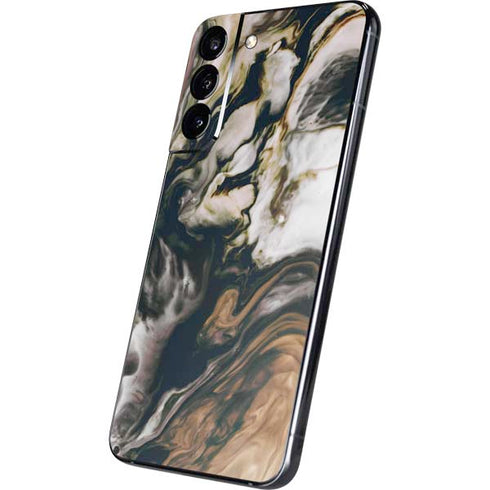Copper and Black Marble Ink Galaxy S22 Plus Skin